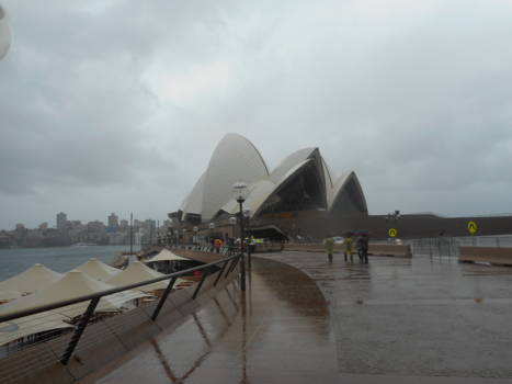 Sydney Opera House - Het Opera House op een grijze en regenachtige dag