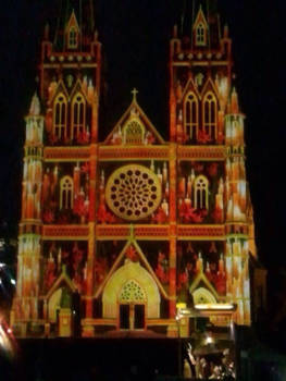 Sydney - Verlichte kerk met kerst in Sydney high park