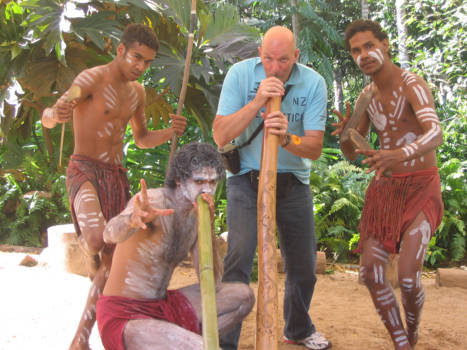 Western Australia - Paronella Park, Rob with the didgeridoo, Queensland