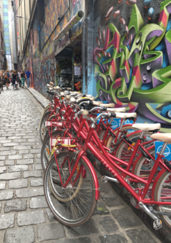 Melbourne - Lekker op Hollandse fietsen door Hosier Lane in Melbourne